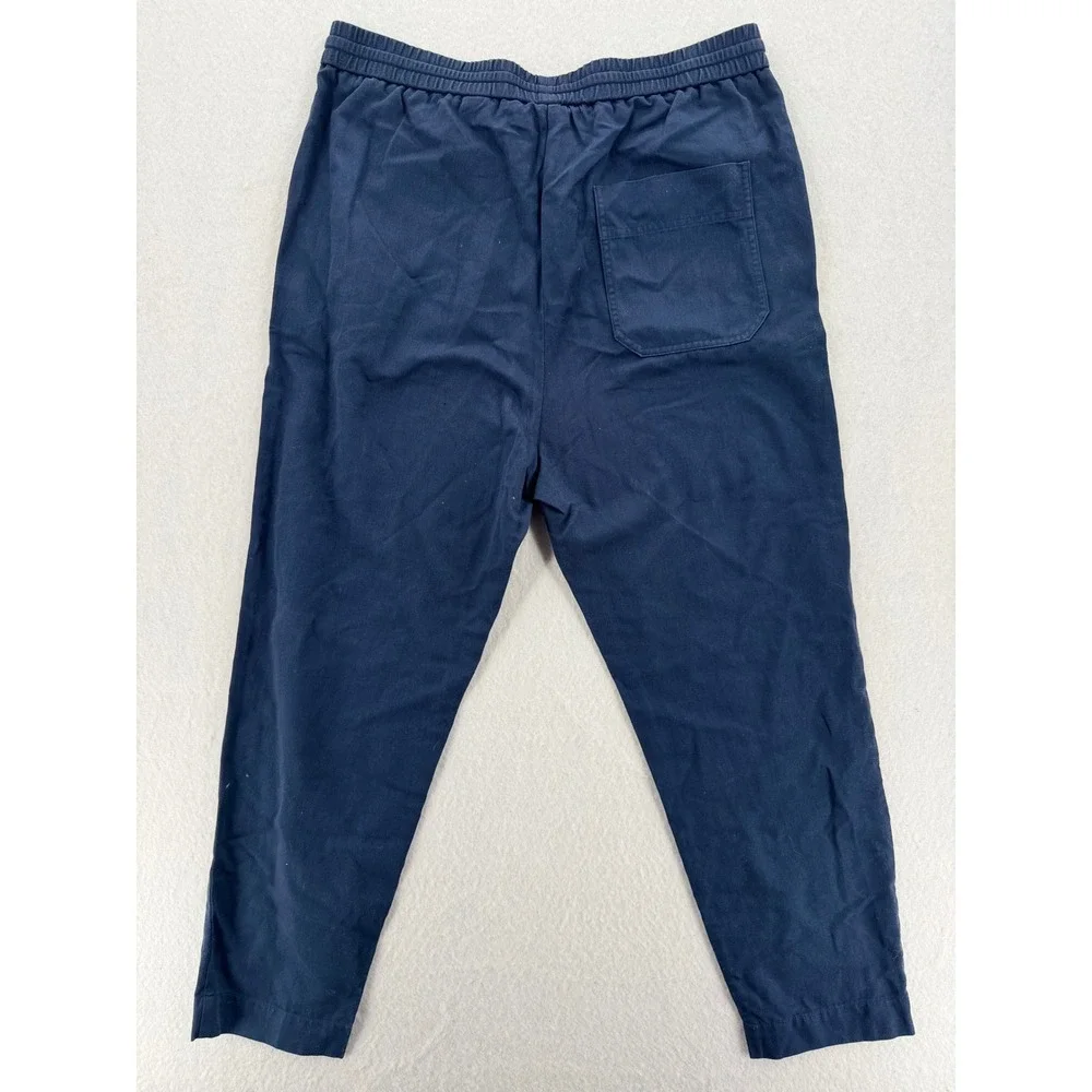 COS Navy Blue Cotton Linen Lyocell Drawstring Pull On Trousers Size 12 0721226 3